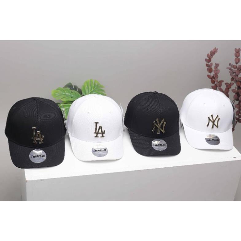Nón lưỡi trai M.L.B LA, NY Korea logo kim loại chất vải cotton Hàn Quốc cao cấp form mềm thể thao siêu chất .