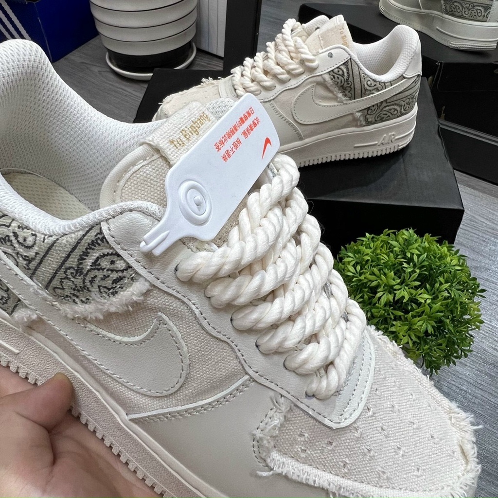 Giày Sneaker Air Force 1 Thổ Cẩm, Giày AF1 Dây Thừng Hàng Cao Cấp Full Box + Bil
