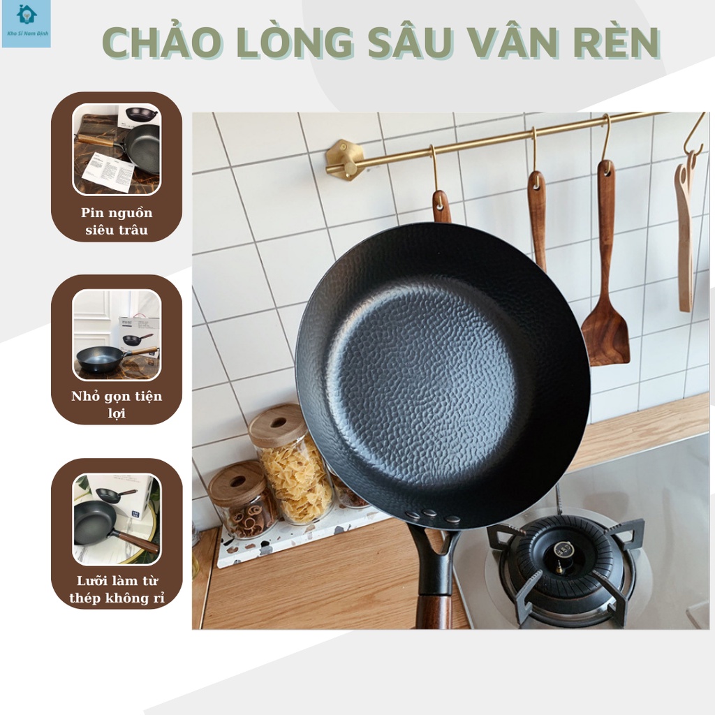 Chảo lòng sâu xuất Nhật chảo sắt bộ bếp sắt họa tiết vảy cá chảo chống dính chảo gas bếp từ đa năng