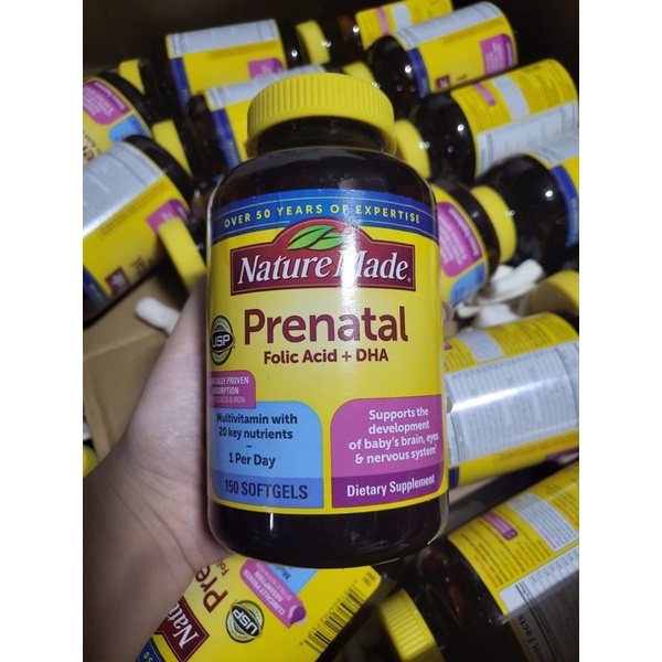 Vitamin tổng hợp cho bà bầu Nature Made Prenatal Folic Acid + DHA hàng Mỹ chính hãng