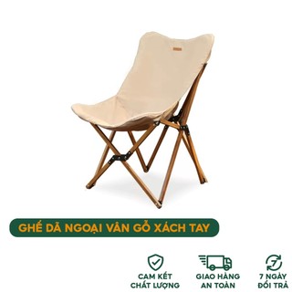 Ghế Dã Ngoại Vân Gỗ Xách Tay