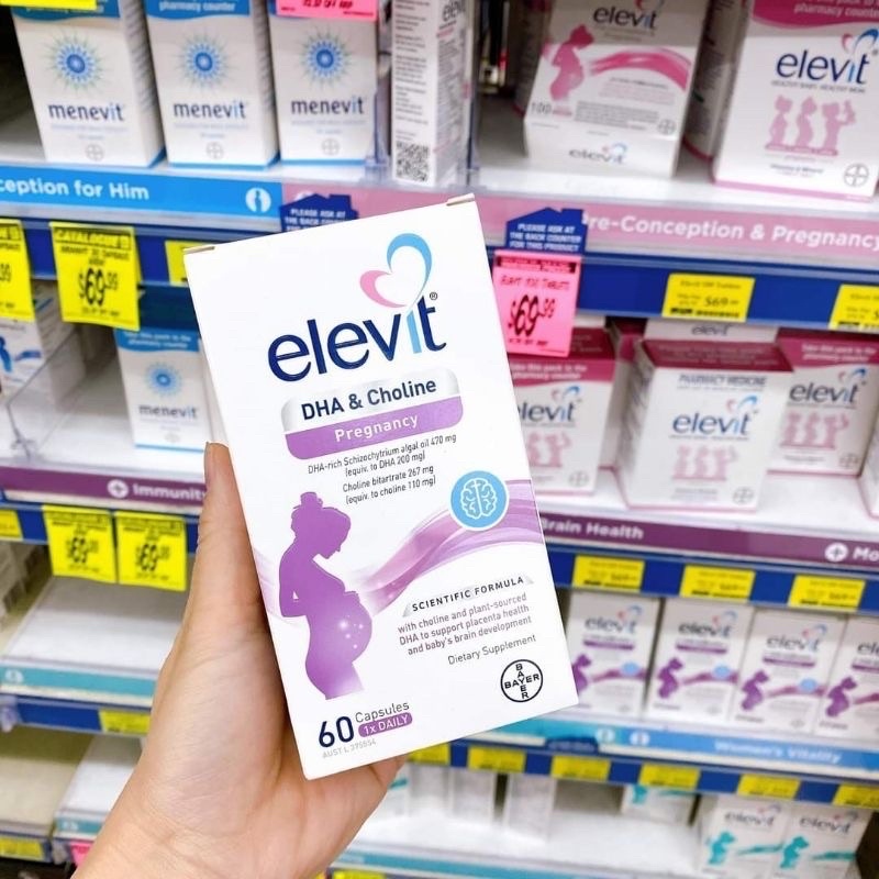 Elevit DHA + Choline Pregnancy 60 Capsules- Viên uống bổ sung DHA cho mẹ bầu 60 viên