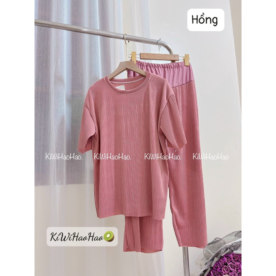 Bộ Bầu gân tăm áo cộc qần xuông dễ mặc mà vẫn chanh xả