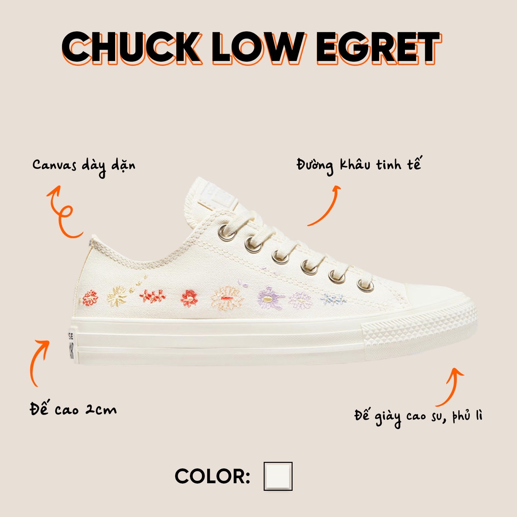 Giày sneaker CONVERSEE CHUCK 70S LOW EGRET