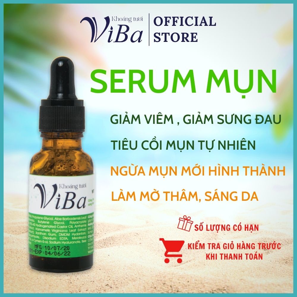 Serum thông minh chấm mụn mờ thâm ViBa - tinh chất tràm trà nọc ong ngừa mụn cải thiện tổn thương da.