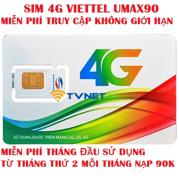 Sim 4G Viettel Umax90, ST90N, V120z không giới hạn DATA sử dụng giá rẻ. Gói Big50y miễn phí youtube. SIêu hot