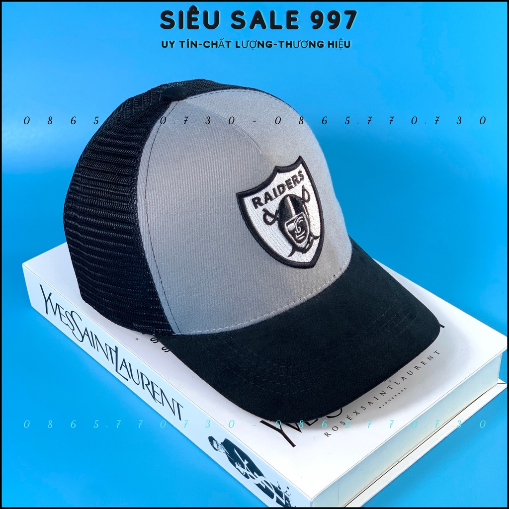 MŨ LƯỠI TRAI RAIDERS PHỐI LƯỚI CHẤT DA LỘN THÊU ĐẦU CƯỚP BIỂN CAO CẤP