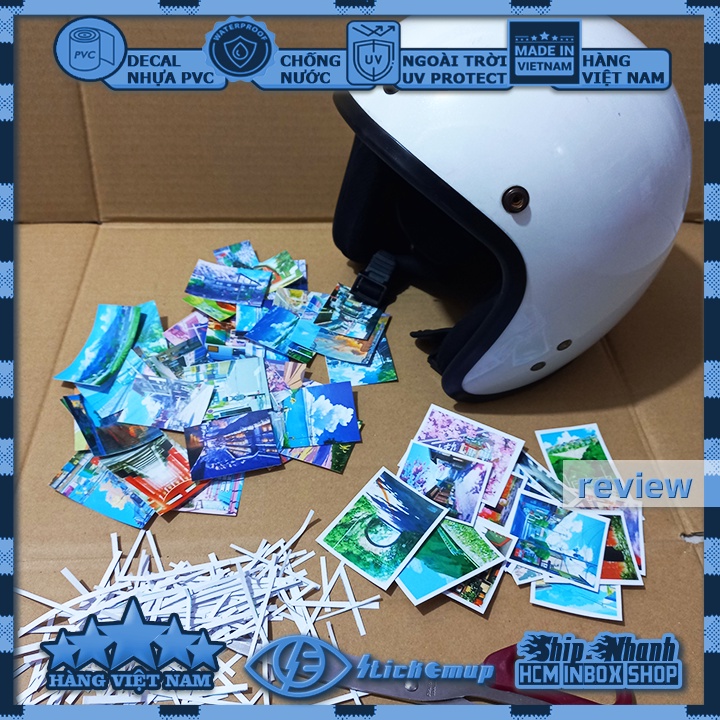 Sticker PHONG CẢNH anime nhật bản, hình dán cute, sticker chống nước, dán mũ bảo hiểm, dán laptop, dán vali, dán xe