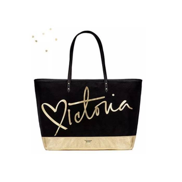 Túi tote có khóa kéo màu đen và vàng của Victoria's Secret (Mỹ)
