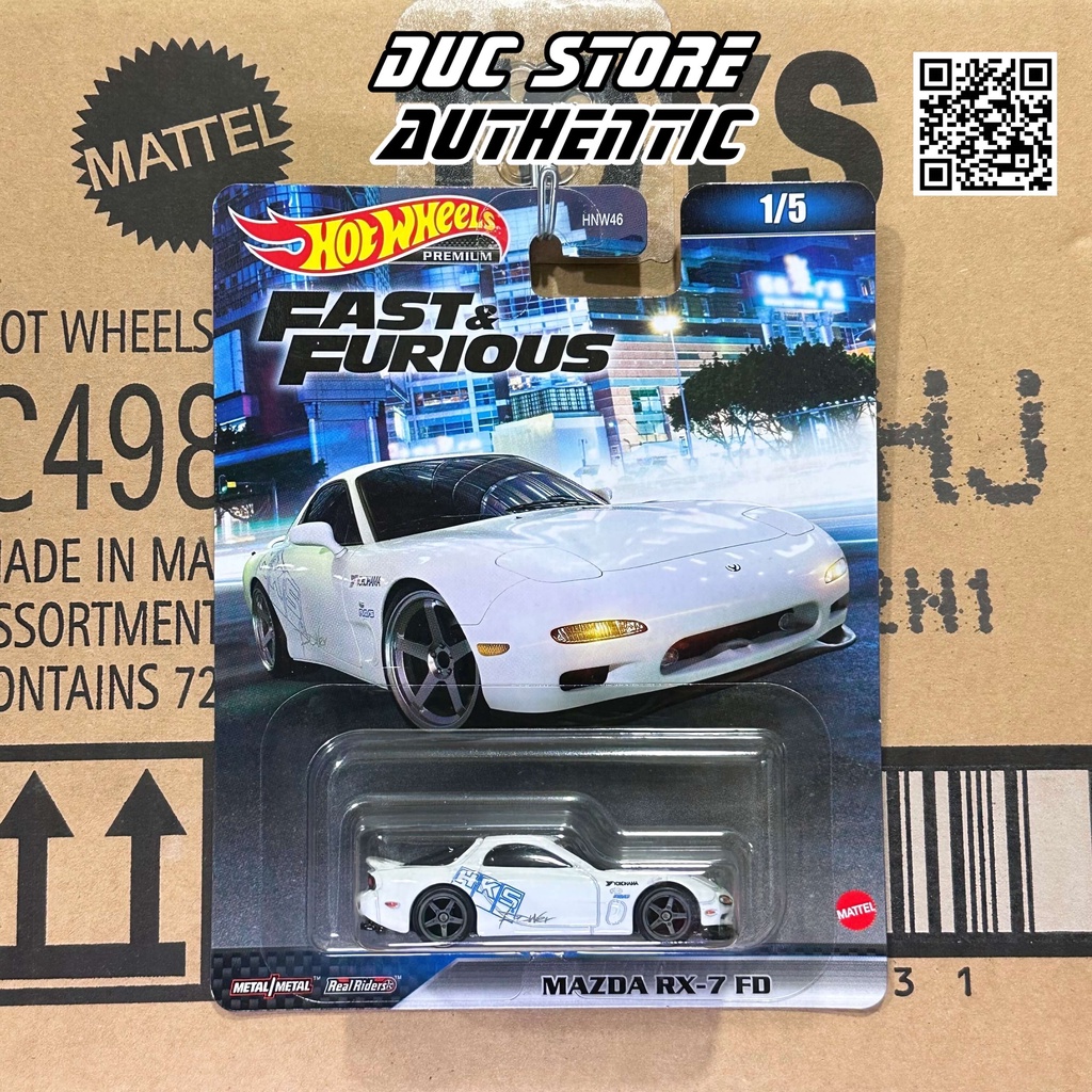 Ducstore.vn Xe mô hình HKD22 Hot Wheels Fast & Furious Mazda RX-7 FD - White