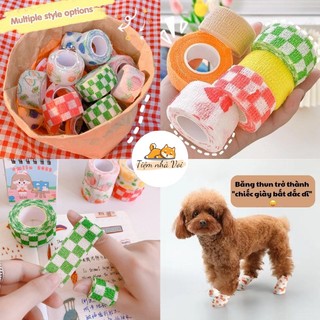 BĂNG CUỐN CO GIÃN TỰ DÍNH DÀI 4.5M, BĂNG CUỐN THỂ THAO HỌA TIẾT DỄ THƯƠNG CHO NGƯỜI VÀ THÚ CƯNG