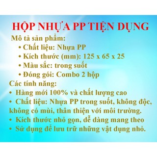 Bộ 2 Hộp Nhựa PP (12.5 x 6.5 x 2.5)cm