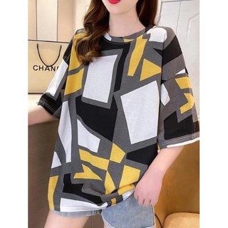 Áo thun big size họa tiết vàng xám size 2XL 80-90kg