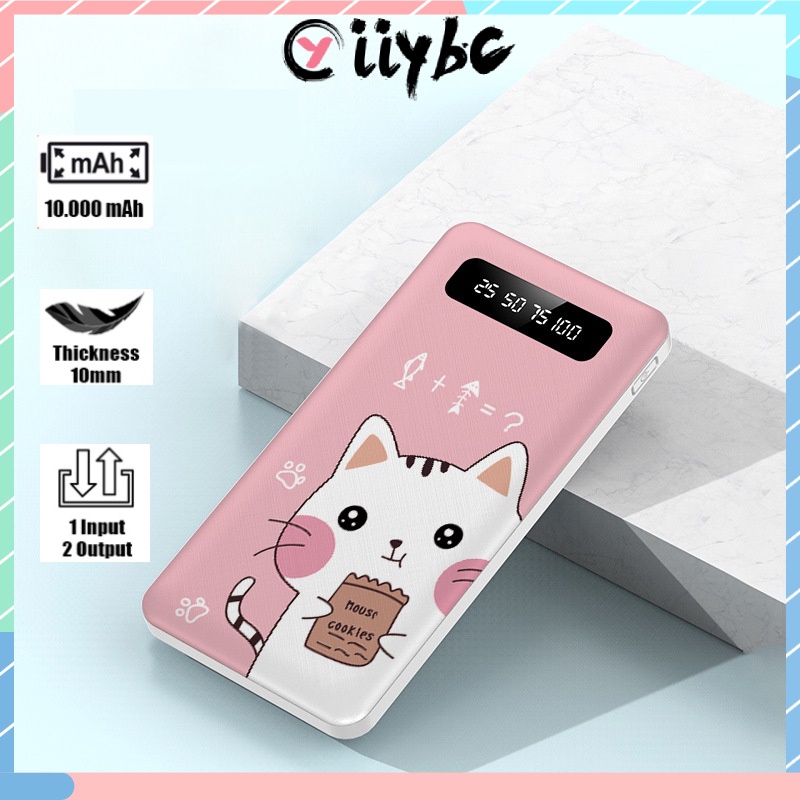 Pin Sạc Dự Phòng 10000mAh Màn Hình LED Mini Có Chức Năng Sạc Dự Phòng Cho iPhone / Android