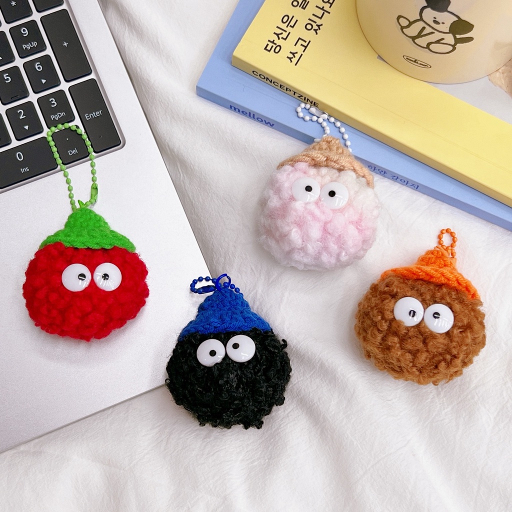 Móc Khóa Búp Bê Hoạt Hình Phối Banh Lông Xinh Xắn