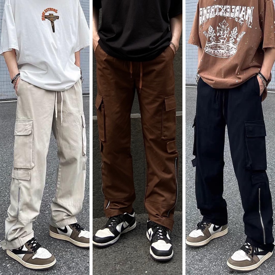 Quần túi hộp nam 200x Cargo Pants ống xuông,3 màu Vintage,vải kaki dày dặn, khóa zip ống.QD014 | BigBuy360 - bigbuy360.vn