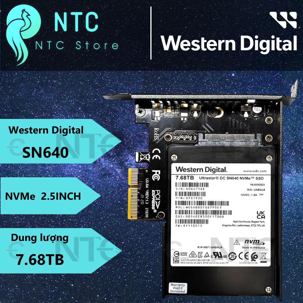 Ổ Cứng SSD Enterprise Ultrastar DC SN640 7.68TB 2.5 inch U2 PCIe Gen 3.1 1×4
