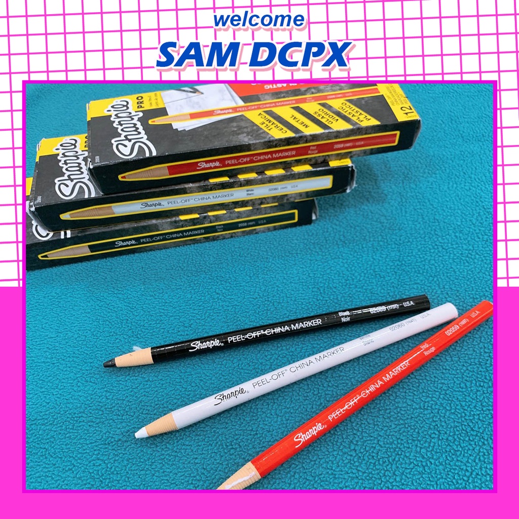 CHÌ đá SHARPIE PEEL OFF CHINA MARKER Đen Đỏ Trắng Phun Xăm | Sam Dcpx