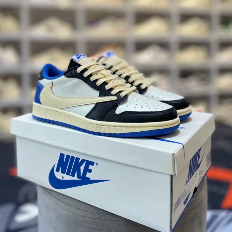 l Hàng Sẵn l Giày Thể Thao Jor1 Traviss Scott Xanh trắng nam nữ bản Likeau.th đẹp nhất thị trường full bill box