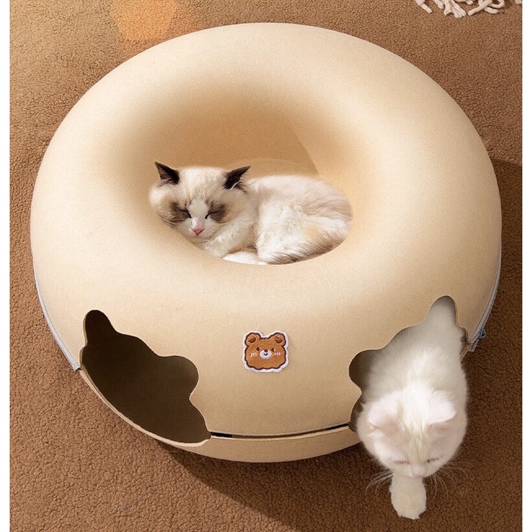Nệm nằm donut 2in1 dành cho mèo 60x60x28cm