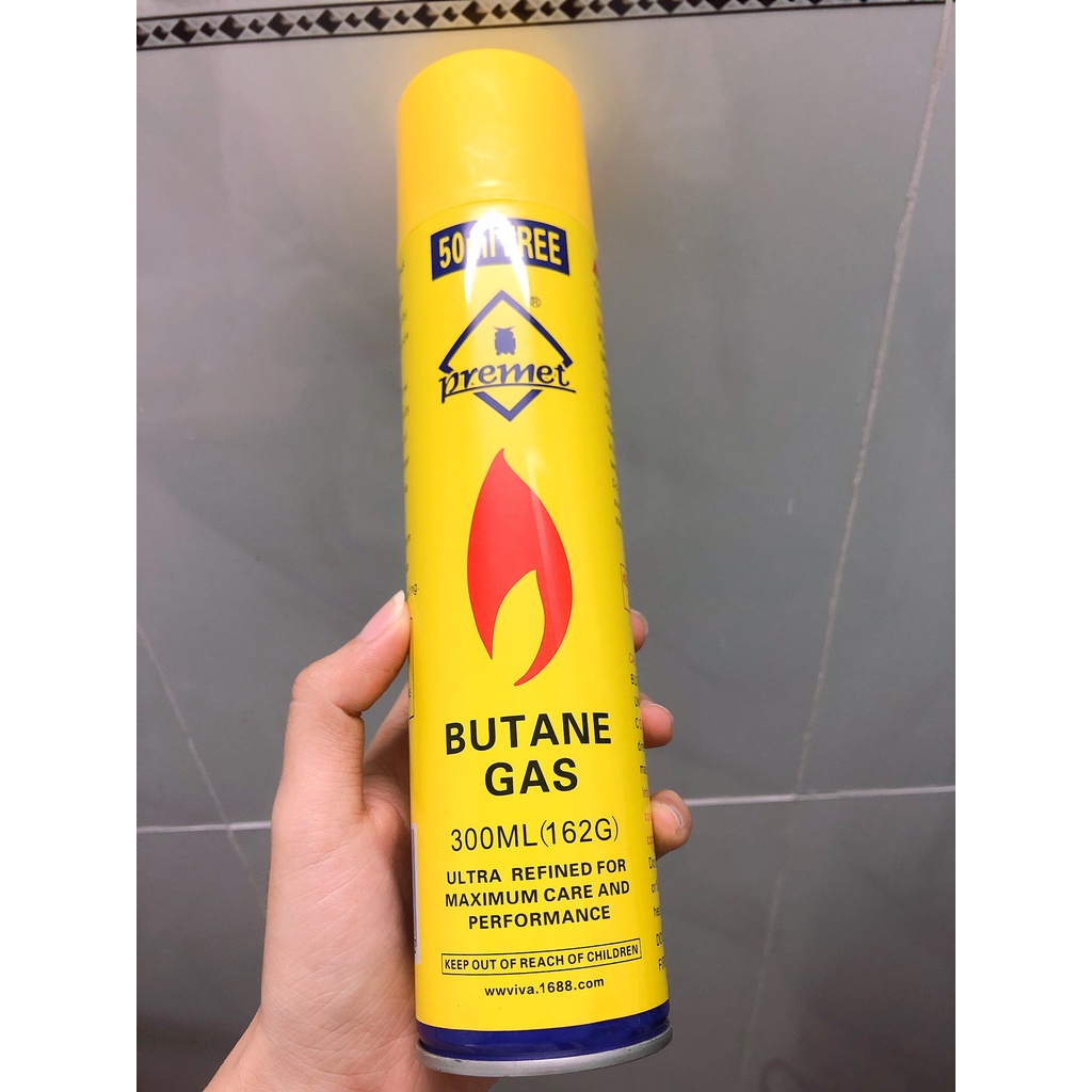 Bình Bơm gaz cho bật-lửa-hộp-quẹt kèm 5 đầu bơm các loại bật-lửa-gaz - 300ml