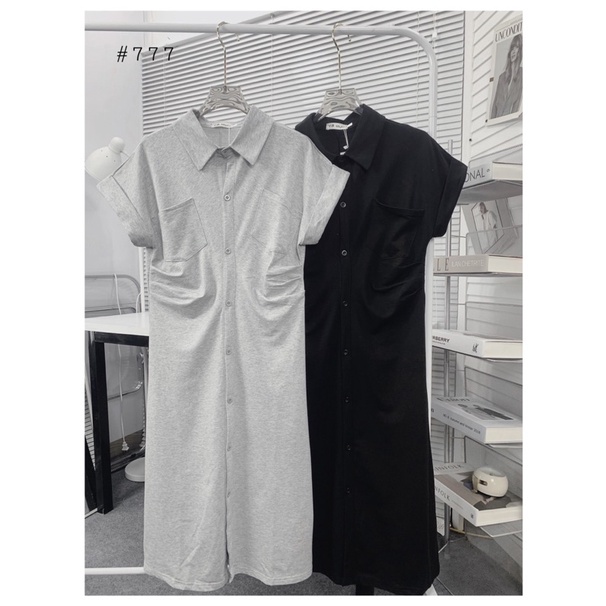 Đầm só mi nhún eo chất thun co giãn