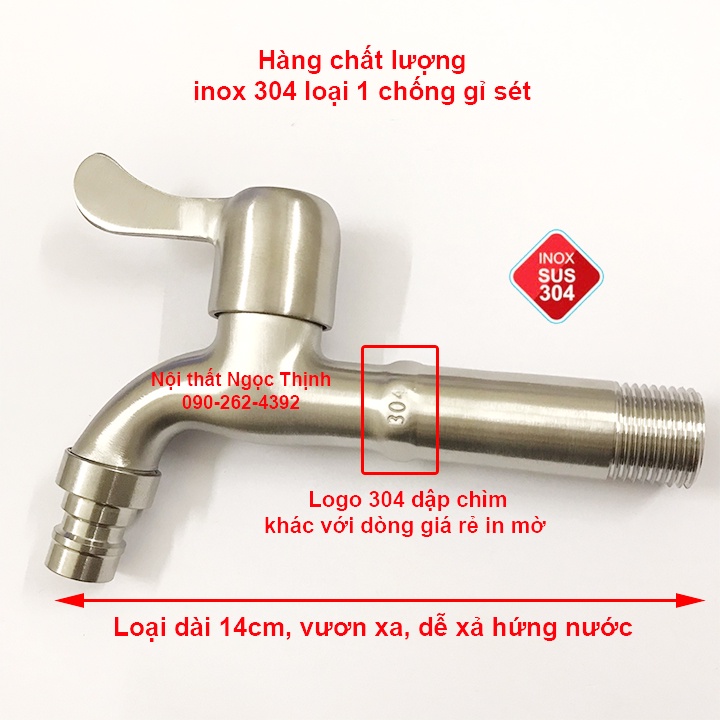 [HÀNG LOẠI 1] Vòi hồ xả nước rumine STN-806 inox 304 thân đúc chắc chắn van nước loại thân dài