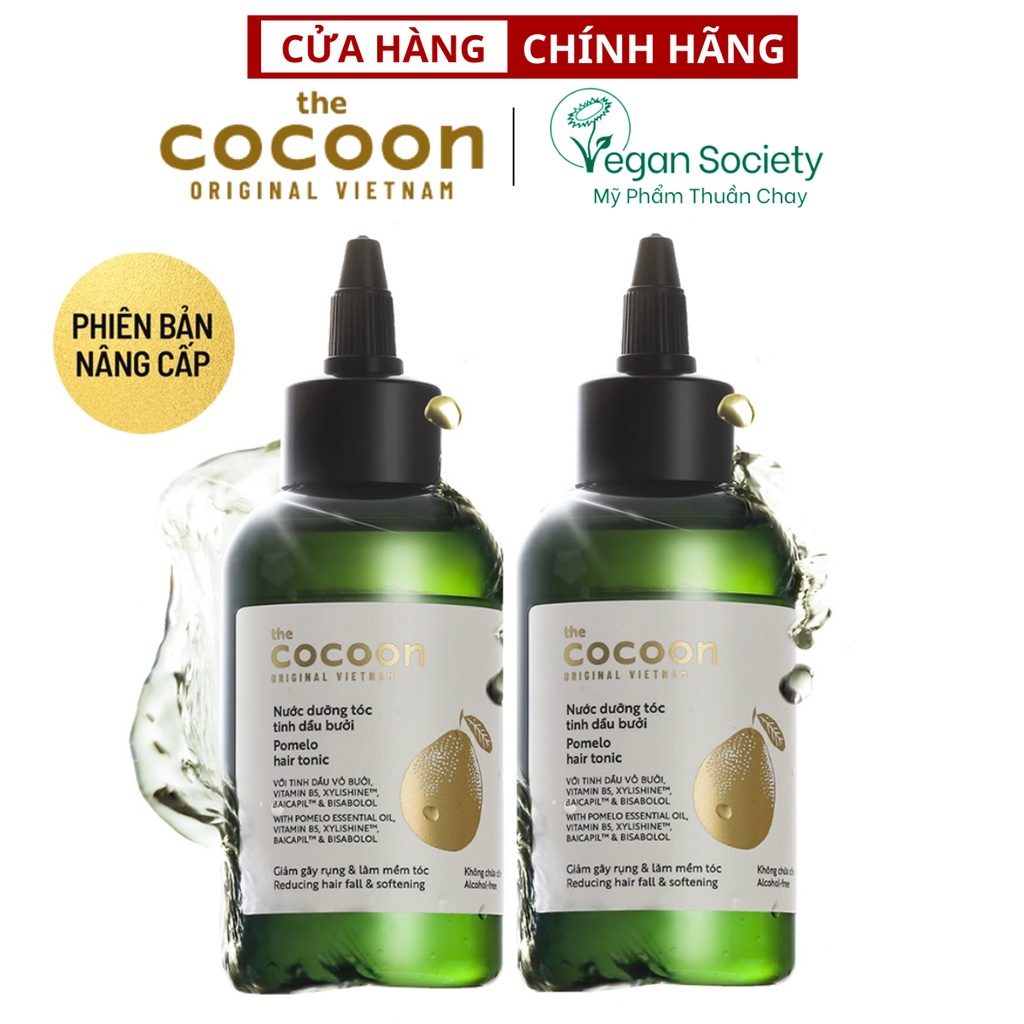 Combo 2 Chai Nước dưỡng tóc tinh dầu bưởi (pomelo hair tonic) Cocoon 140ml/1chai - Vegan Society