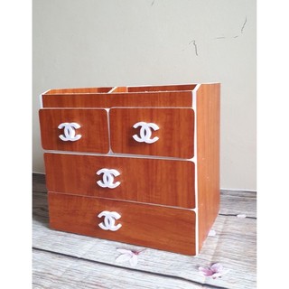 Kệ đựng mỹ phẩm 4 tầng dán màu gỗ