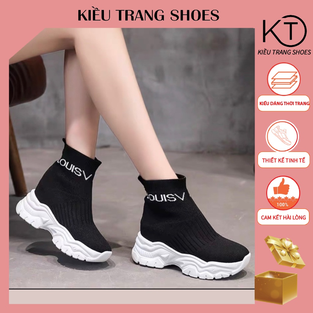Boot Len Nữ Chun Cổ Lửng Nâng Đế Hot Hít Cá Tính Phối Chữ Thời Trang