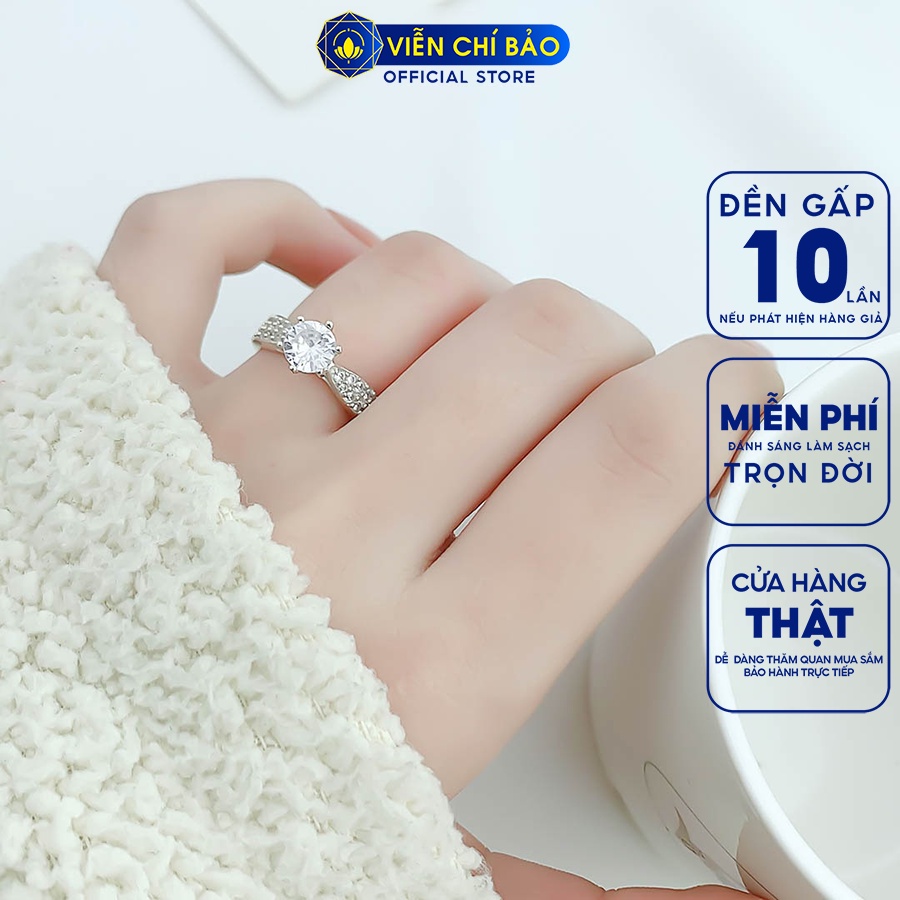 Nhẫn bạc nữ sóng đá trắng chất liệu bạc 925 thời trang phụ kiện trang sức Viễn Chí Bảo N700396