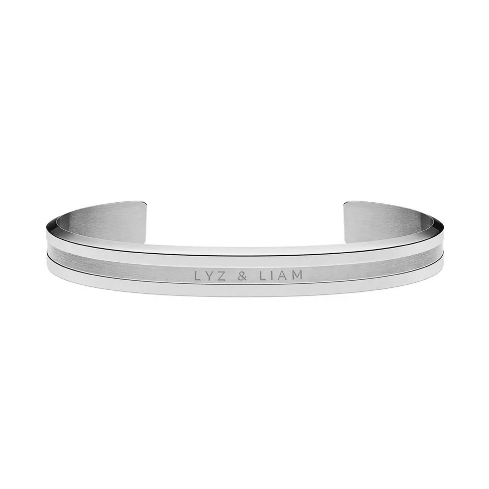 Vòng tay nam nữ Lyz and Liam Classic L&L Cuff Silver - Gift Box Hộp quà tặng nơ đỏ & khắc chữ theo y