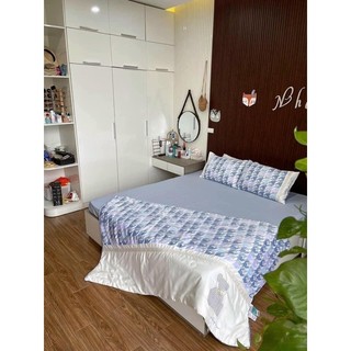 Bộ chăn ga gối phi lụa cánh én chăn chần bông