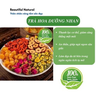 Trà hoa thảo mộc dưỡng nhan Hunahome detox giảm cân, Trà hoa cúc nụ hồng thanh nhiệt mát gan thanh lọc cơ thể