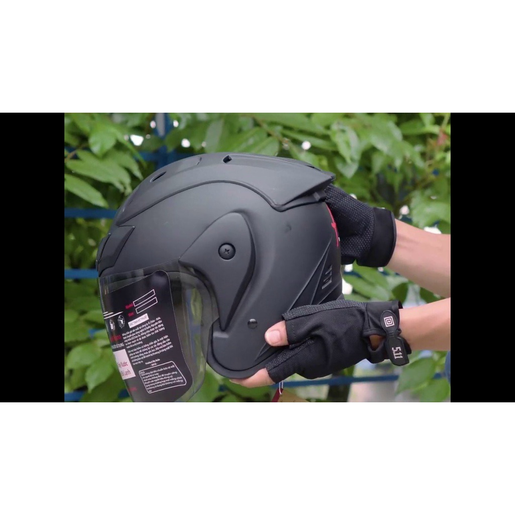 Mũ Bảo Hiểm Asia Có Kính MT115 - Đen Kính Khói .