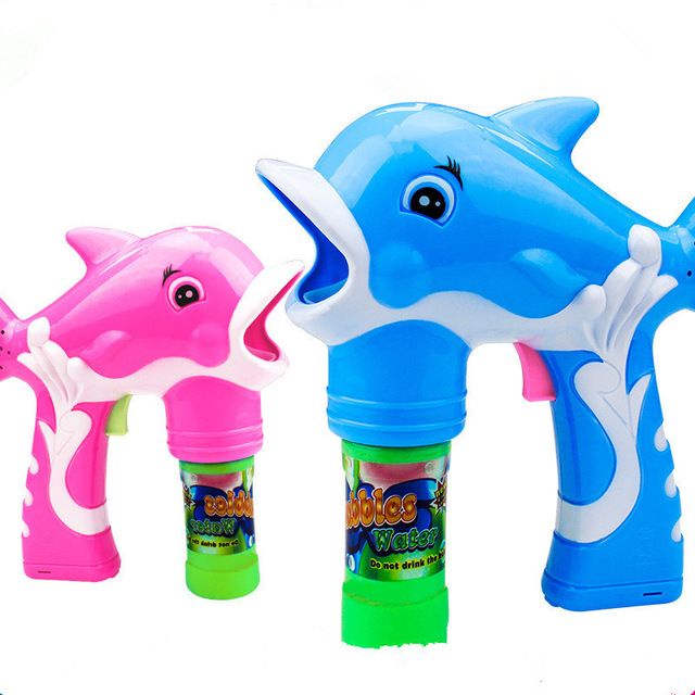 Máy Phun Bong Bóng Cá Heo Có Sẵn 2 Lọ Nước Thổi