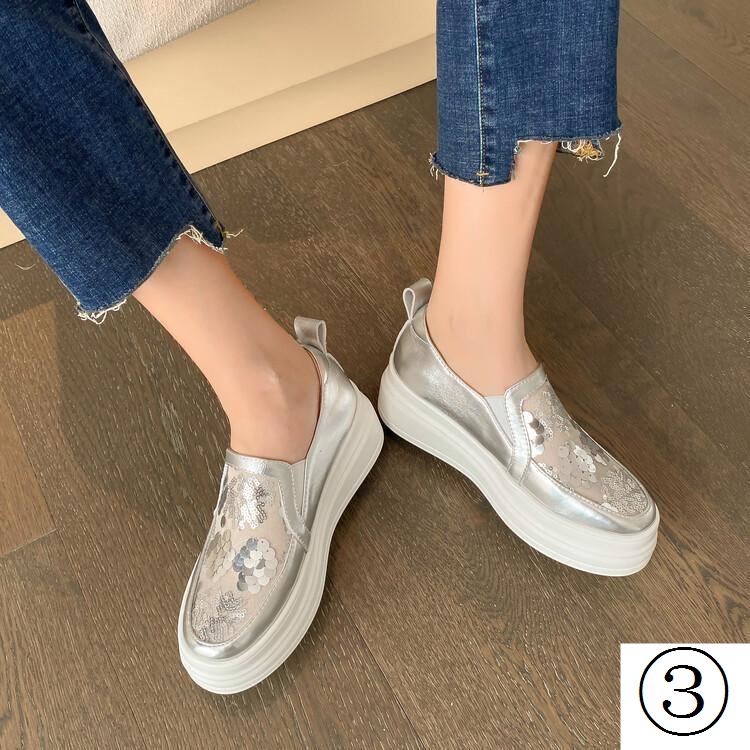 Giày Lười Da Đế Dày Phối Lưới Thoáng Khí Thời Trang 2023 Cho Nữ