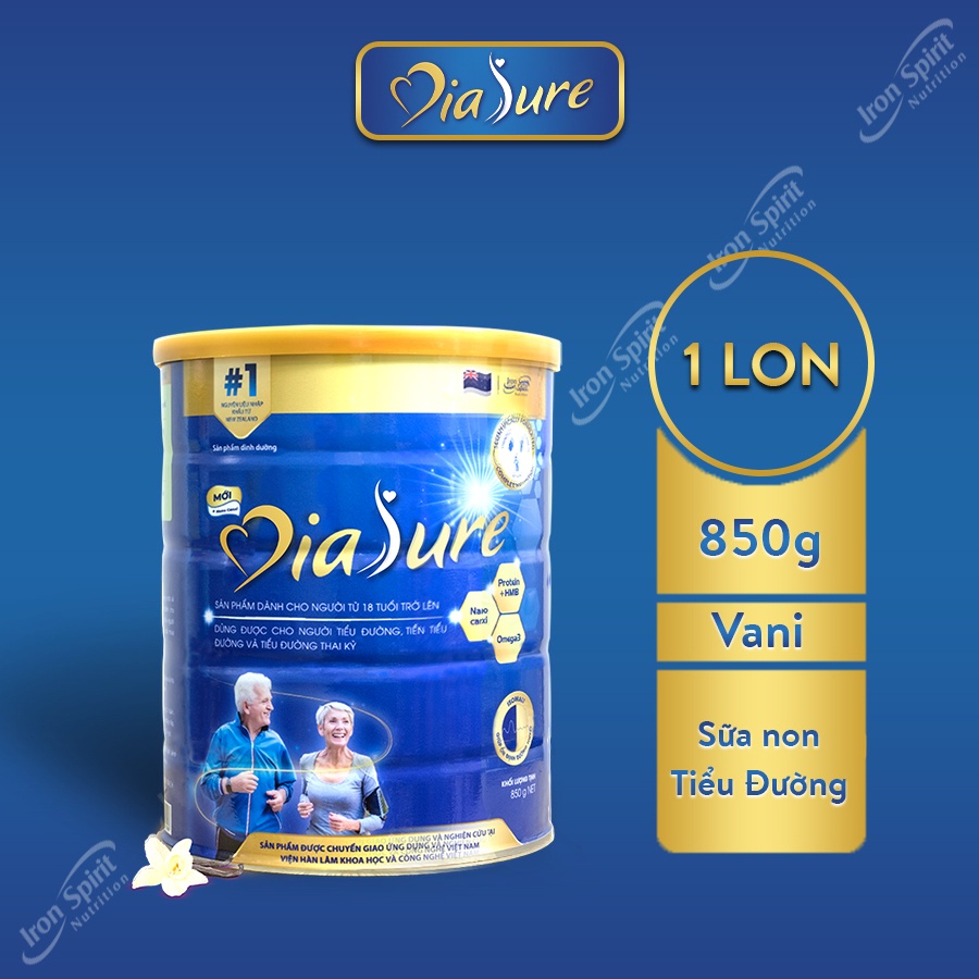 Sữa Non Diasure 850g, Chuyên biệt dùng cho người Tiểu Đường, Bổ sung thêm Nano canxi, Omega3, Protein HMB