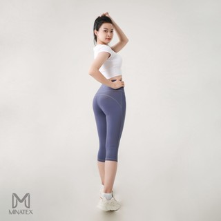 Minatex HN - Bộ tập gym, Set đồ tập áo croptop quần lửng cạp cao áo có mút dày dặn vải đứng form bền đường may chắc chắn
