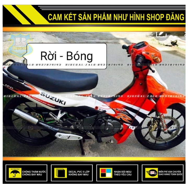 TEM RỜI SATRIA 2000 PHỐI TRẮNG ĐỎ