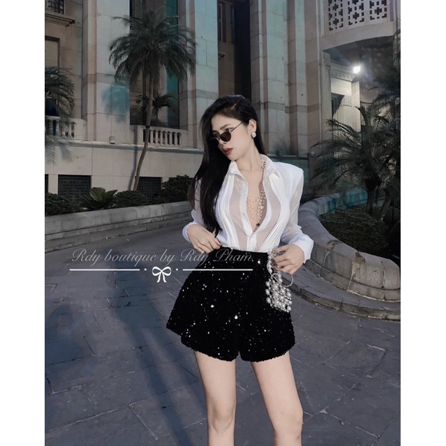 Set áo sơ mi phối quần kim sa độc đáo