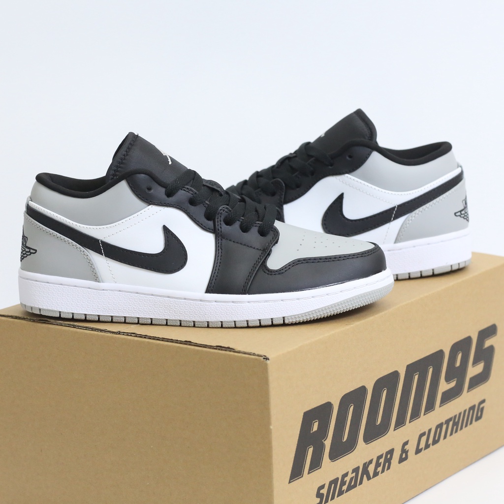 Giày thể thao sneaker (JD_41) JORDAN 1 XÁM TRẮNG ĐEN LOGO ĐEN_cổ thấp