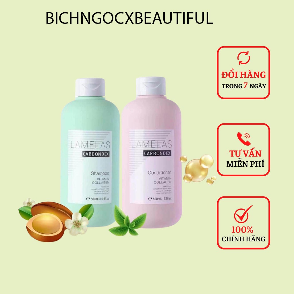 Cặp Dầu Gội Xả LAMELAS CARBONDEX 500ml Chính Hãng. Giảm Rụng Tóc, Kích Mọc Tóc, Phục Hồi Tóc Hư Tổn