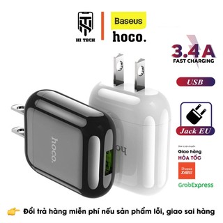 Củ sạc nhanh hoco hk2, sạc nhanh 3.4a, 1 cổng usb, jack cắm tiêu chuẩn eu.