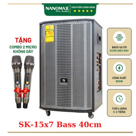 Loa Kéo Nanomax Sk-15x7-- Bass 40cm- Công Suất 650w