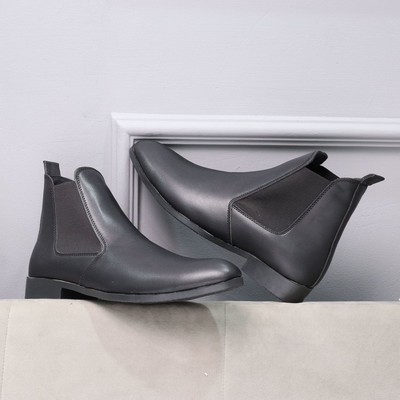 Giày da chelsea boots Inichi G1071 da lì chống nhăn loại tốt, có may đế