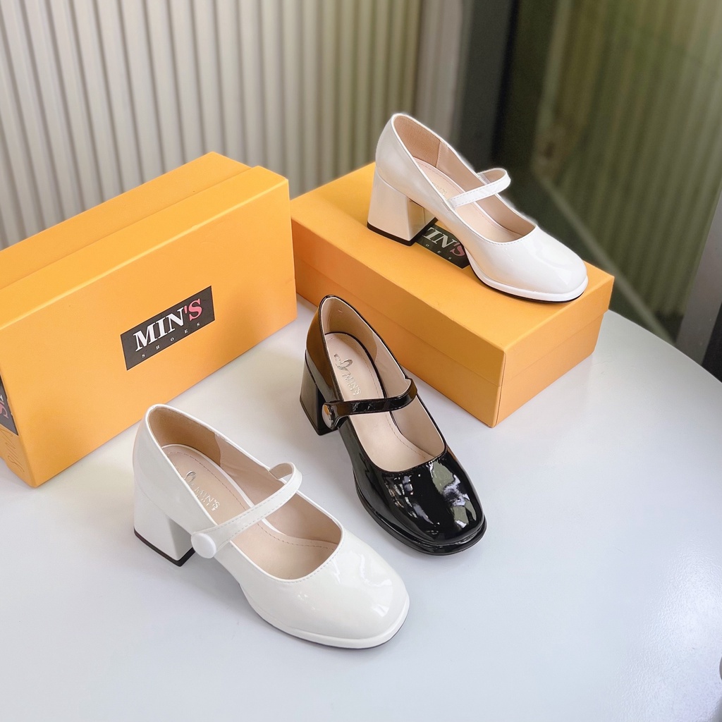 Min's Shoes - Giày Mary Jane Gót Vuông Da Bóng Cao Cấp V263