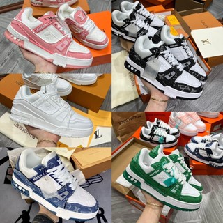 Giày Louis Vuitton Trainer hàng cao cấp, LV Trainer, Giày Sneaker độn đế LV nam nữ màu xanh, đen cực hot 2023
