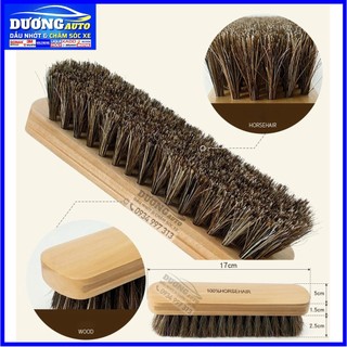 Bàn chải lông ngựa thật loại lớn 17x5x4cm, vệ sinh nội thất ô tô, đồ da, bàn chải đánh giày, horsehair brush