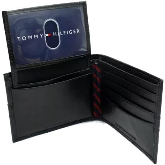 Chính hãng Mỹ - Ví đen da nam Tommy Hilfiger